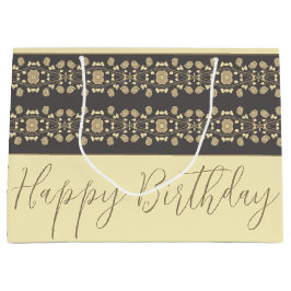 Sacola Para Presentes Grande Beige Elegante Com Taupe