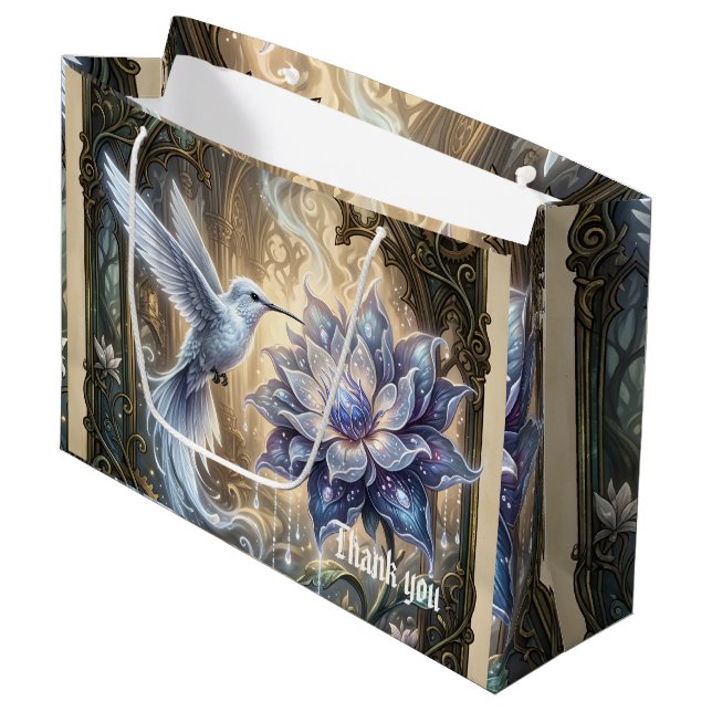 Sacola Para Presentes Grande Beija-flor Enfeitiçado & Flor da Lua.  (Frente inclinada)