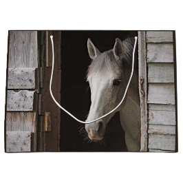 Sacola Para Presentes Grande Bela Égua Cinza Cavalo