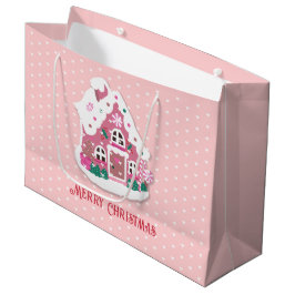 Sacola Para Presentes Grande Bela Natal Pink Pink Snowy Gingermore House