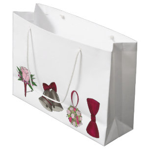 Sacola Para Presentes Grande Bells Bridal Rosa Bowtie Gift Bag