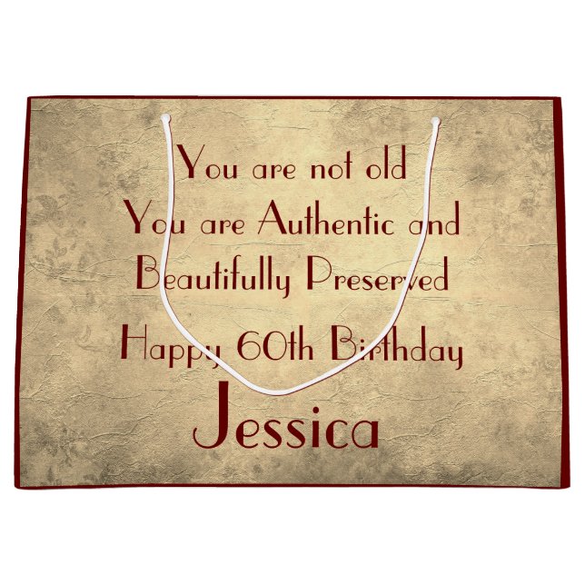 Sacola Para Presentes Grande Belo elegante personalizado 60º aniversário (Frente)