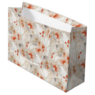 Sacola Para Presentes Grande Belo Peach Red Floral