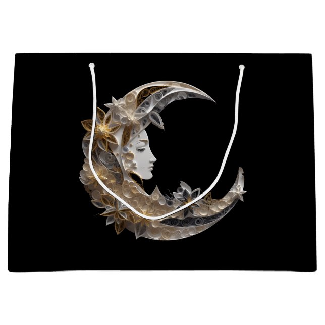 Sacola Para Presentes Grande Belo rosto na lua (Frente)