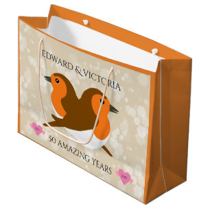 Sacola Para Presentes Grande Belos Robins Europeus: Aniversário de Qualquer Ano