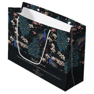 Sacola Para Presentes Grande Bem-vindo Almost Black Floral Pavões