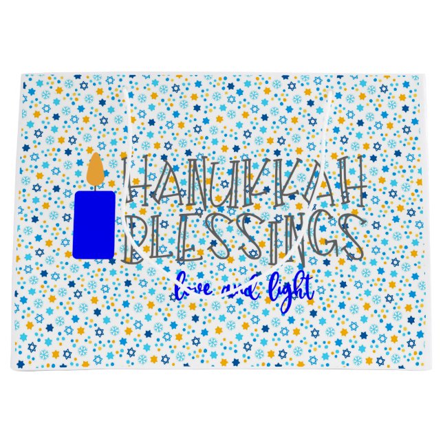 Sacola Para Presentes Grande Bênçãos de Hanukkah (Frente)