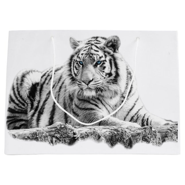 Sacola Para Presentes Grande Bengal White Tiger (Frente)