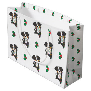 Sacola Para Presentes Grande Bernese Feliz Natal Cães Felizes