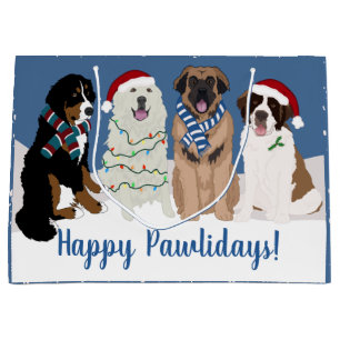 Sacola Para Presentes Grande Bernese Leonberger Pyrenes Rua Bernard Christmas