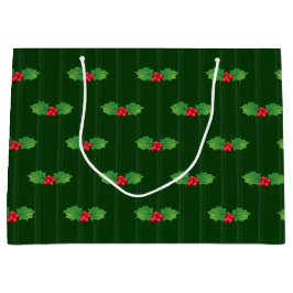 Sacola Para Presentes Grande Berries Holly Striped