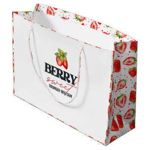 Sacola Para Presentes Grande Berry Sweet Strawberry Chá de fraldas