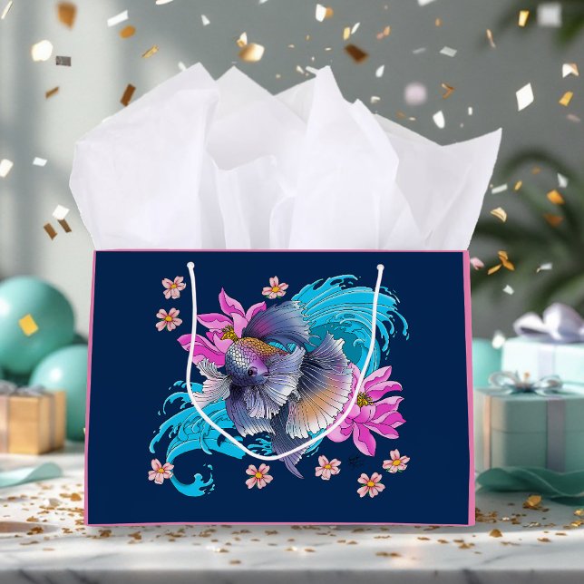 Sacola Para Presentes Grande Betta Peixe Lutador Siames (Criador carregado)