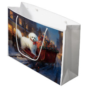 Sacola Para Presentes Grande Bichon Frise Natal Fesason