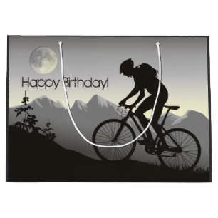 Sacola Para Presentes Grande Bicicleta de Montanha Silhouette e Lua Cheia Anive