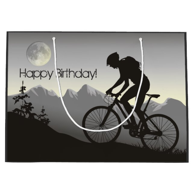 Sacola Para Presentes Grande Bicicleta de Montanha Silhouette e Lua Cheia Anive (Frente)