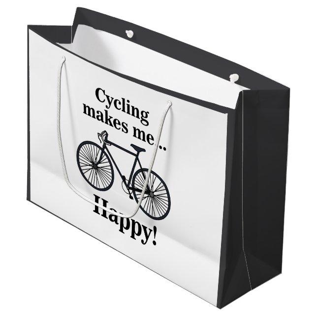 Sacola Para Presentes Grande Bicycle Cycling Bicycling Cyclist Birthday (Frente inclinada)