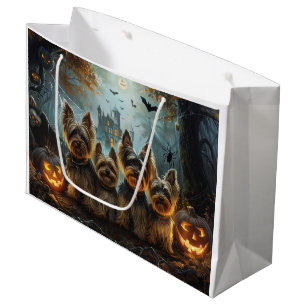 Sacola Para Presentes Grande Biewer Terrier Halloween Night Doggy Delight