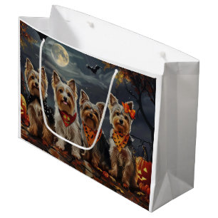 Sacola Para Presentes Grande Biewer Terrier Halloween Spooky
