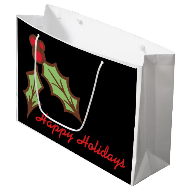 Sacola Para Presentes Grande Big Christmas Holly Gift Bag (Frente inclinada)