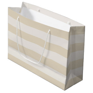 Sacola Para Presentes Grande Big Stripes Beige Ivory - Grande Saco de Presente