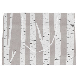 Sacola Para Presentes Grande Birch Tree Rustic Woodland