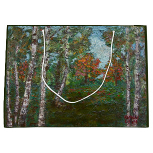 Sacola Para Presentes Grande Birch Trees em uma Floresta (por Kimon Loghi)