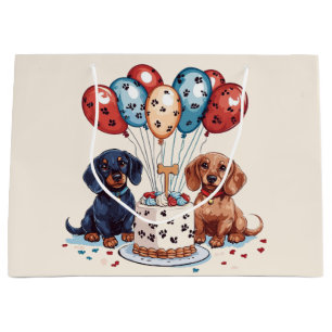 Sacola Para Presentes Grande Birthday Dachshund Dogs