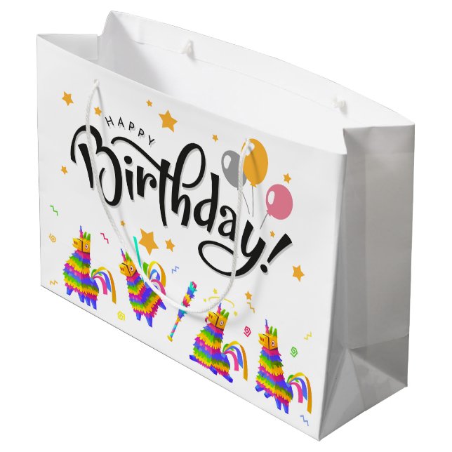 Sacola Para Presentes Grande Birthday Pinatas Gift Bag (Verso inclinado)
