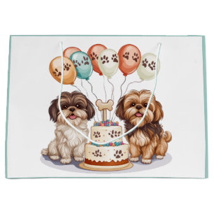 Sacola Para Presentes Grande Birthday Shih Tzu Dogs Birthday Cake