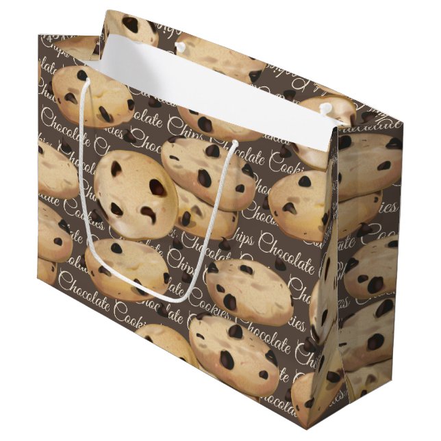 Sacola Para Presentes Grande Biscoitos com gotas de chocolate assando (Frente inclinada)