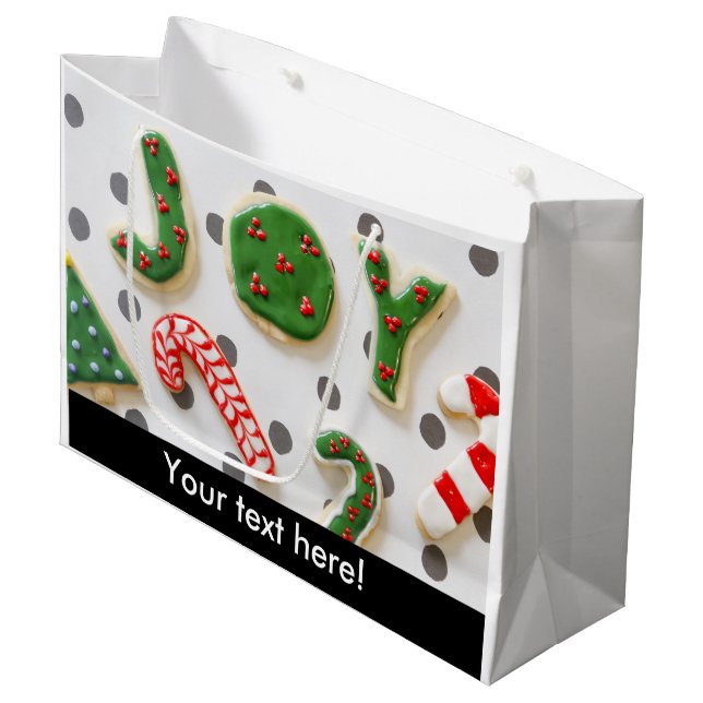 Sacola Para Presentes Grande Biscoitos de Natal alegres (Frente inclinada)