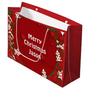 Sacola Para Presentes Grande Biscoitos de Natal Feliz Natal LGB