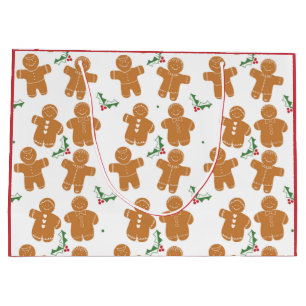 Sacola Para Presentes Grande Biscoitos de Pão-de-Pão de Natal Gift Bag