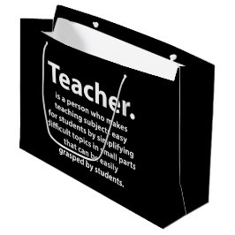 Sacola Para Presentes Grande Black and White Teacher Appreciation Quote