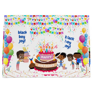 Sacola Para Presentes Grande Black Boy Joy Birthday