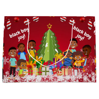 Sacola Para Presentes Grande Black Boy Joy Christmas