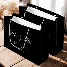 Sacola Para Presentes Grande Black Classic, Sr. e Sra. Newlyweds.