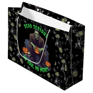 Sacola Para Presentes Grande 🖤 Black Frankenstein Halloween Gift 💀 🎃