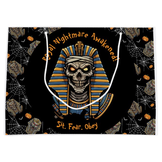 Sacola Para Presentes Grande 🖤 Black Pharaoh Mummy Gift 🎃 👑 (Frente)
