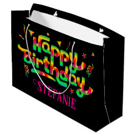 Sacola Para Presentes Grande Black Trendy Personalised Gift Bag para Aniversári