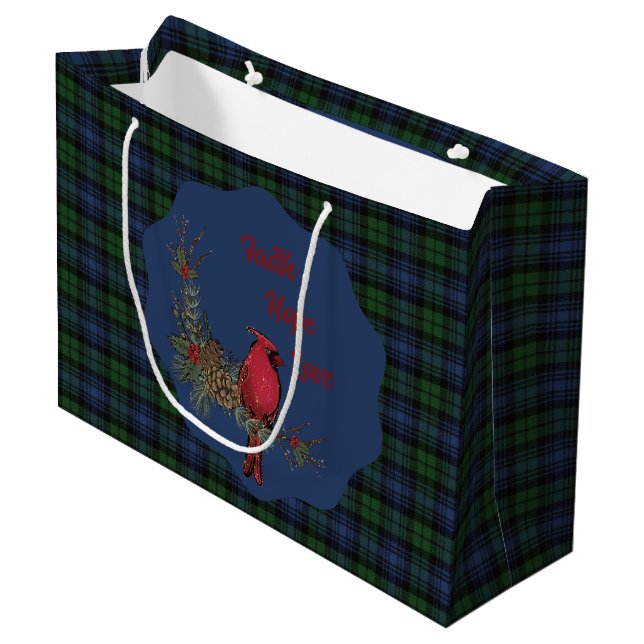 Sacola Para Presentes Grande Black Watch Ancient Scottish Tartan  Cardinal (Frente inclinada)
