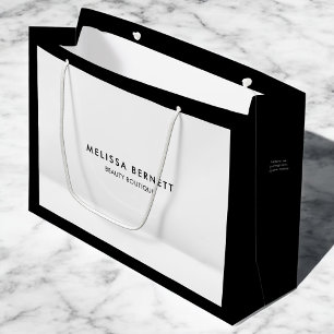Sacola Para Presentes Grande Black White Business, de luxo minimalista