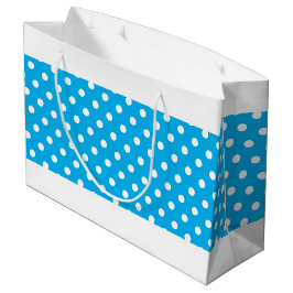 Sacola Para Presentes Grande Bloco de Cor Azul Céu Branco Pontilhado Brilhante 