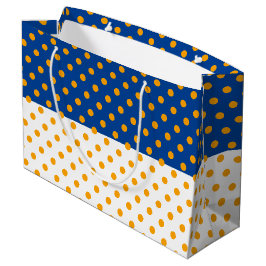 Sacola Para Presentes Grande Bloco de Cor Azul Royal Divertido com Pontos Laran