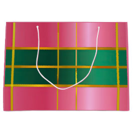 Sacola Para Presentes Grande Bloco de Cores Vibrantes Rosa e Verde