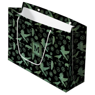 Sacola Para Presentes Grande Bloco de Monograma de Verdigris e Cordas