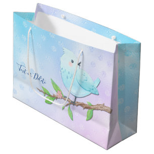 Sacola Para Presentes Grande Blue Bird Gift Bag