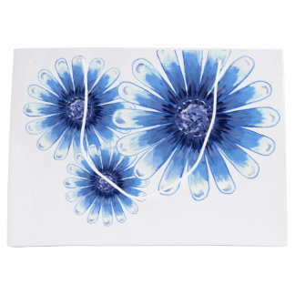 Sacola Para Presentes Grande Blue Daisy Gift Bag