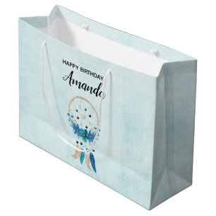 Sacola Para Presentes Grande Blue Dreamcatcher Na moda Boho Design